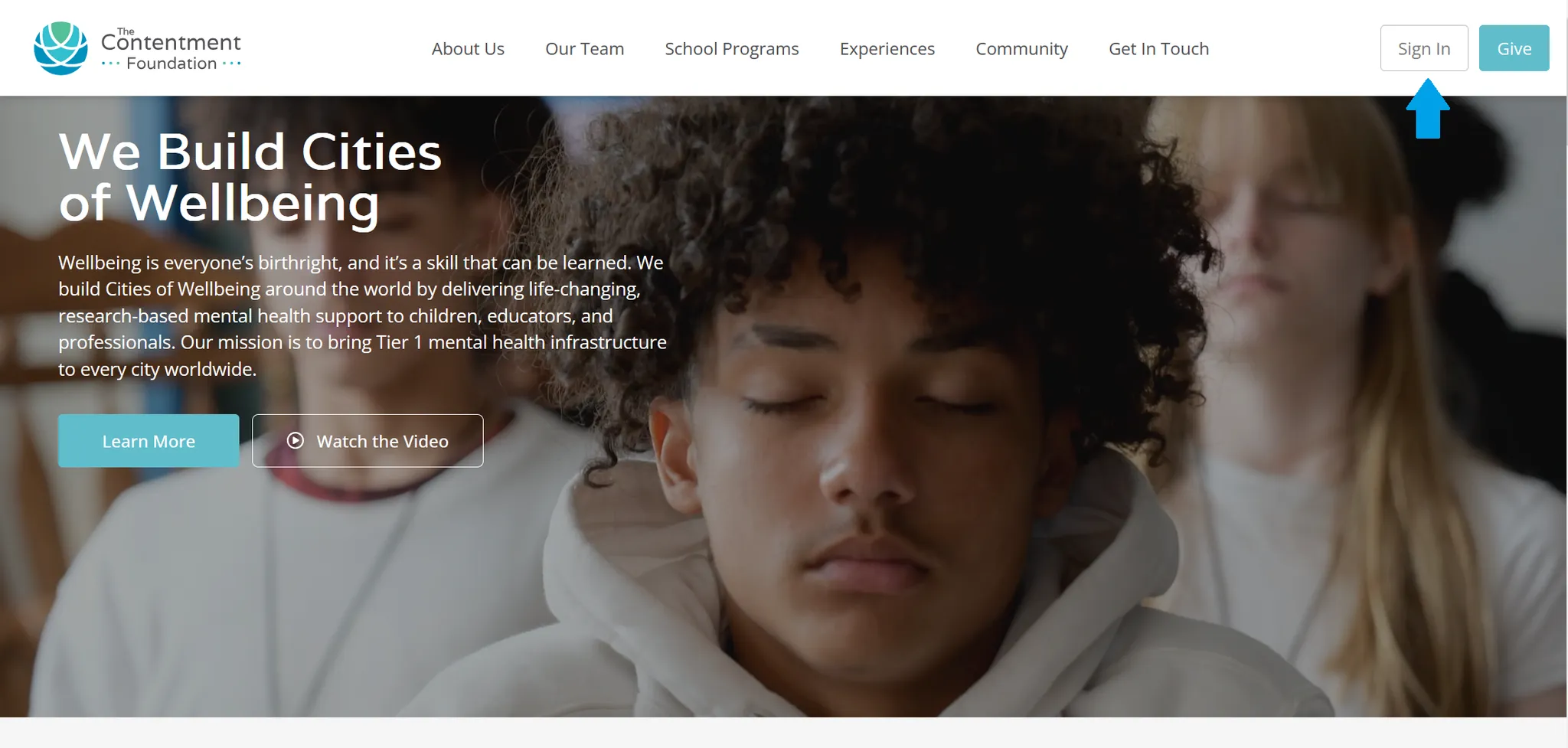 The Contentment sign-in screen