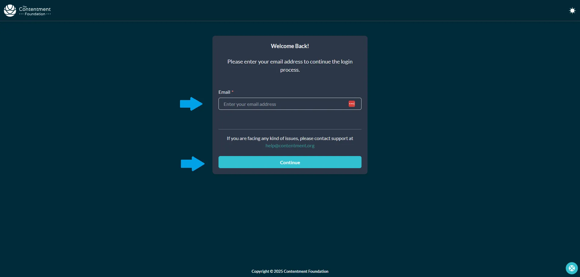 Entering your email address to continue