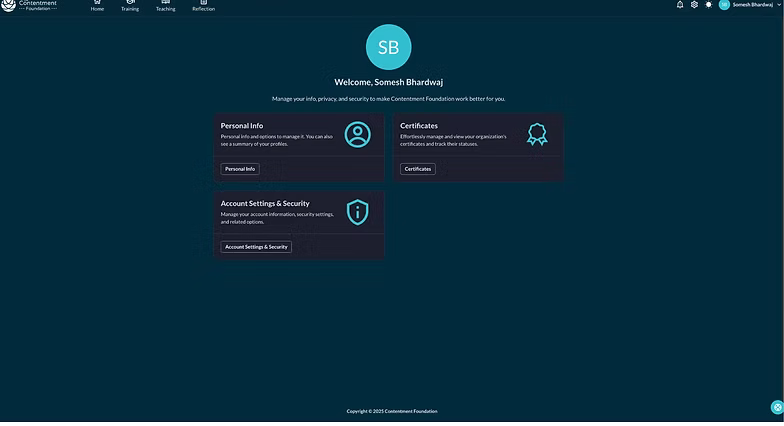 The profile and account settings panel