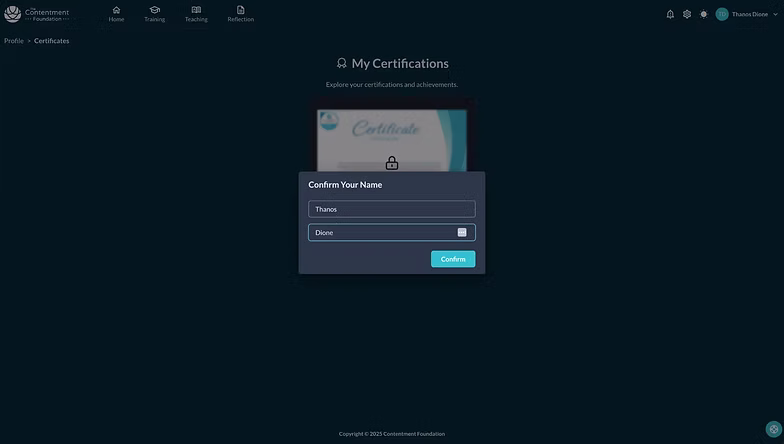 Confirming your name to access certificates