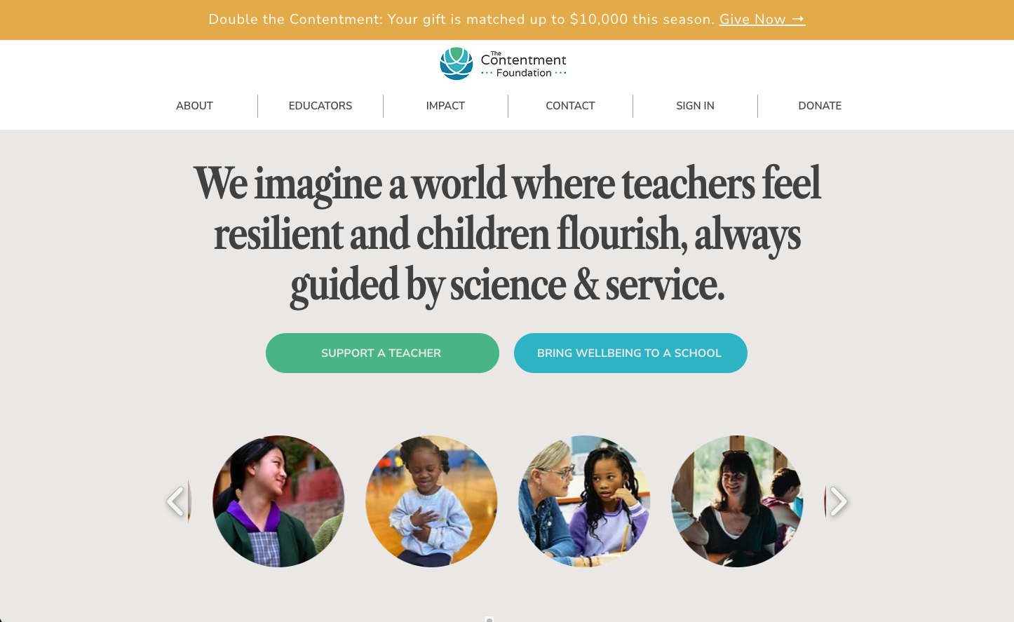The Contentment platform sign-in screen