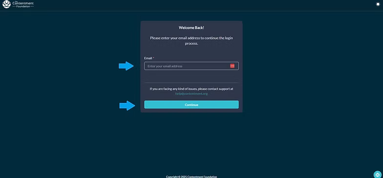 Entering your email address to continue