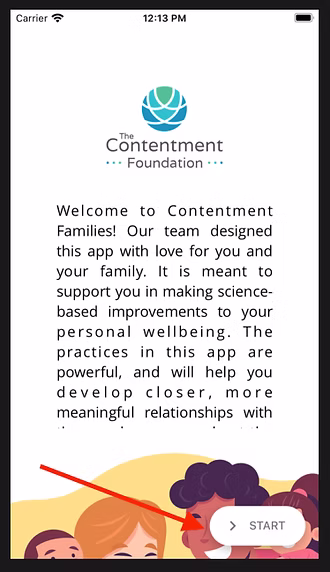 The Families app start screen