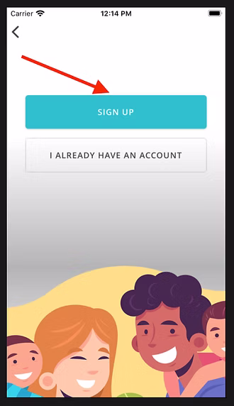 The Sign Up button in the Families app