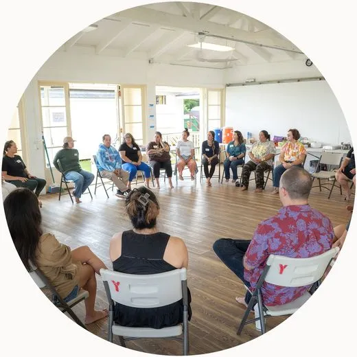 Educators in a wellbeing circle in Hawai‘i