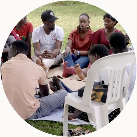Educators in a wellbeing circle in Uganda